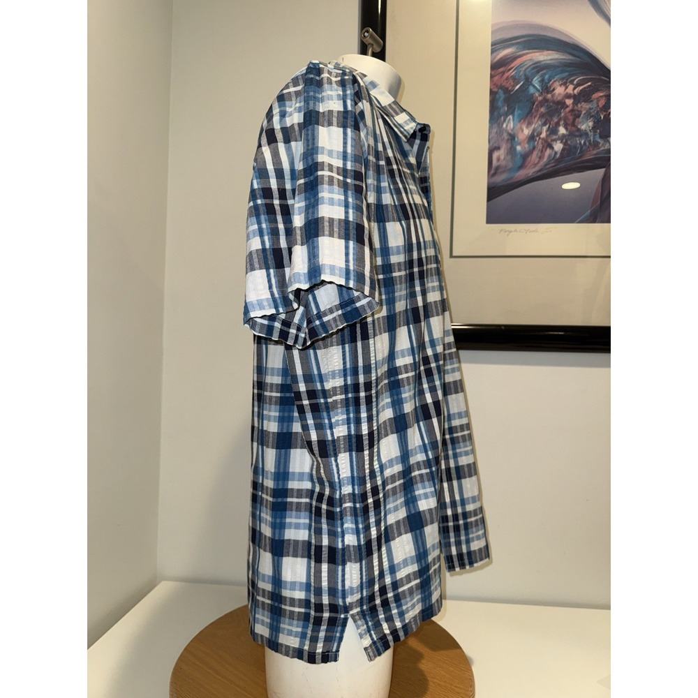 Patagonia Men's Large Plaid Short Sleeve Button Front Shirt Blue Organic Cotton - Picture 4 of 8